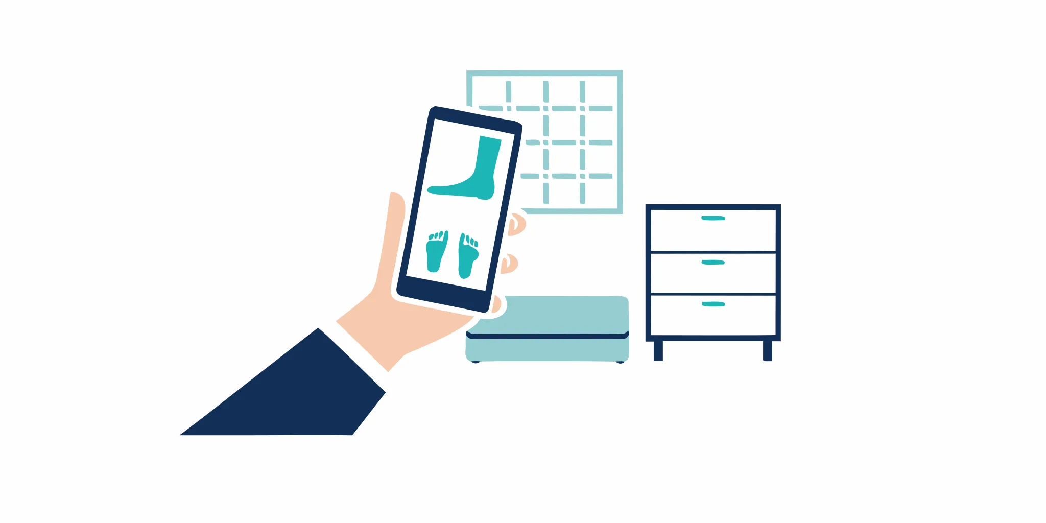 Hand holding a phone to book a podiatrist appointment for an ankle sprain.