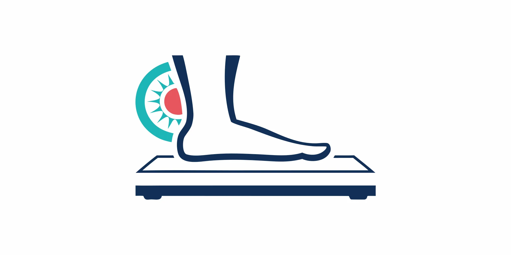 A person with a painful foot on a weight scale, a key risk factor for gout.