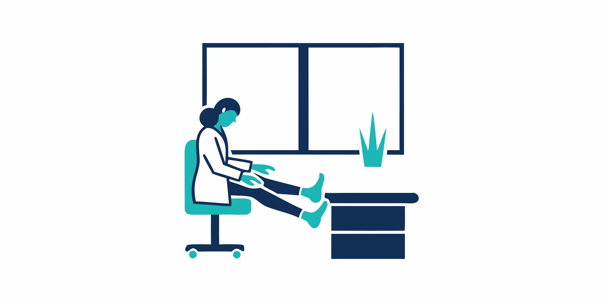 A foot doctor in Fulshear, Texas, examines a patient's foot and ankle.