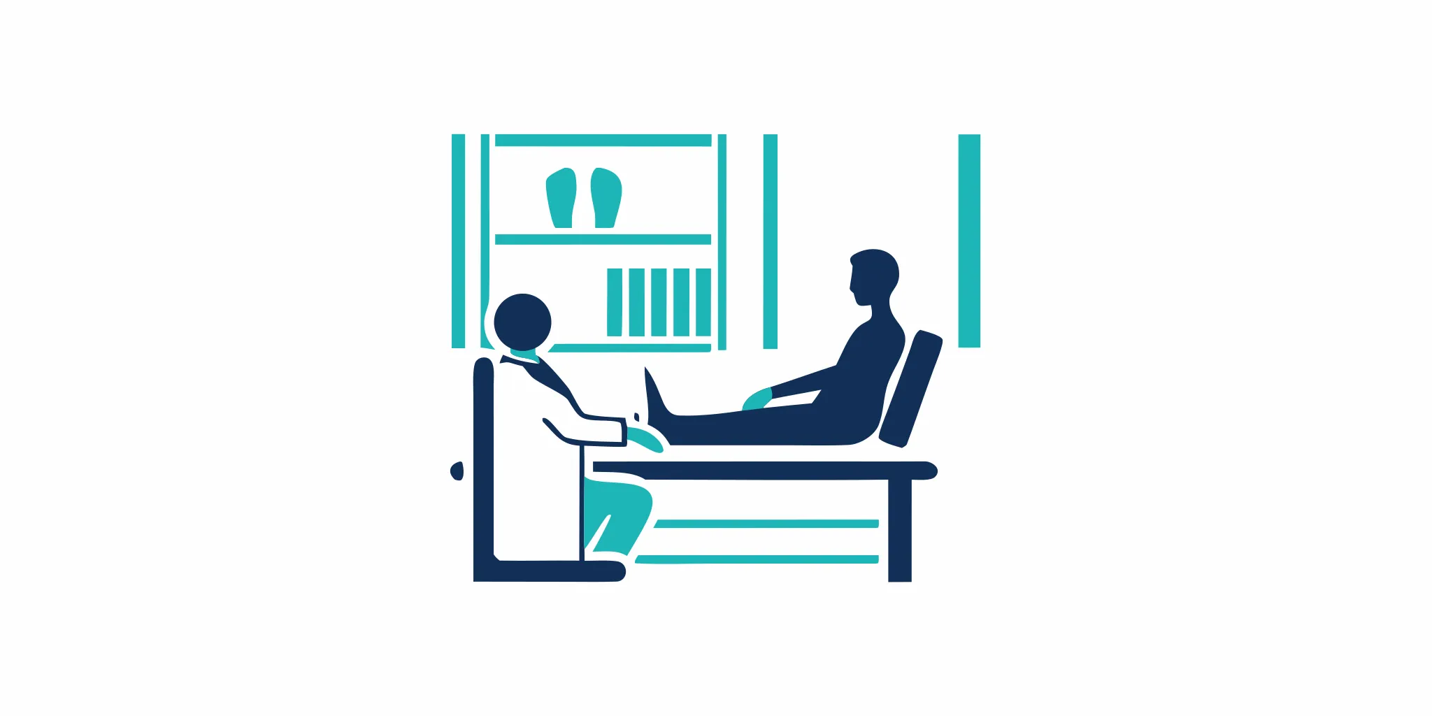 Podiatrist examining a patient's foot in a modern medical office