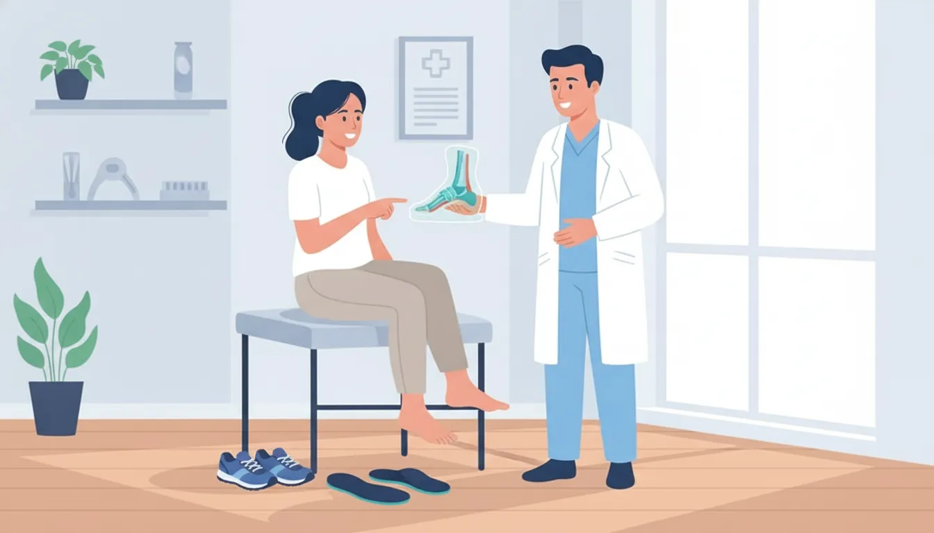 Patient discussing high-arched foot care with a podiatrist