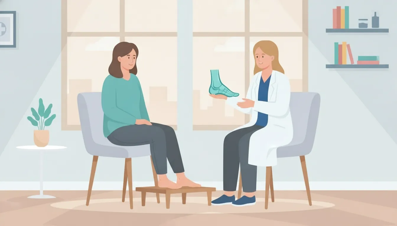 Woman discussing foot and ankle health with a podiatry clinician